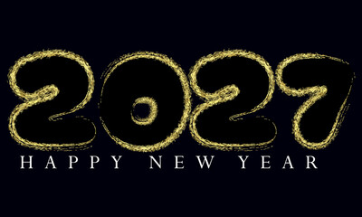 Happy New Year 2027 Celebration with Golden Glitter Design Elements