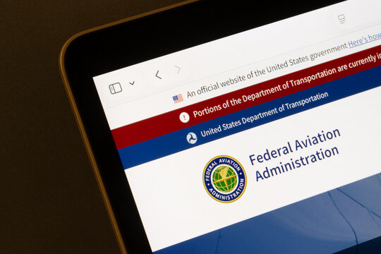 Portland, OR, USA - Nov 11, 2025: Homepage of the Federal Aviation Administration, a U.S. federal government agency within the U.S. Department of Transportation, is seen on the screen of a computer.