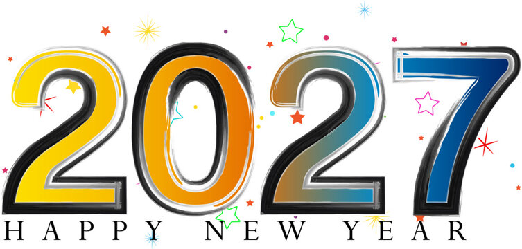 Happy New Year 2027 colorful festive greeting illustration design