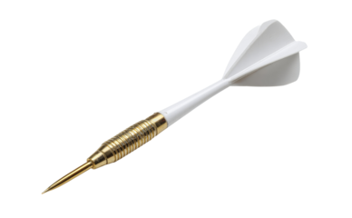 White dart with gold grip and tip isolated on a transparent background