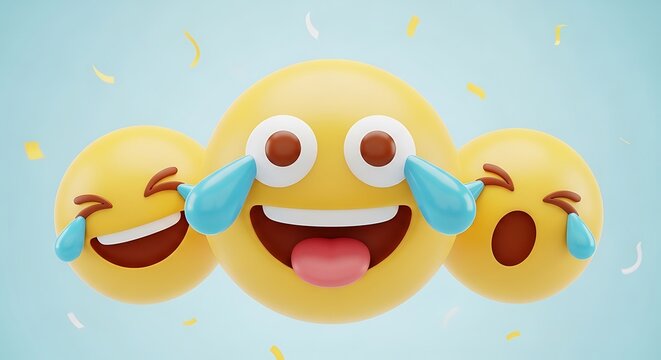 Three yellow emojis laughing hysterically with tears of joy streaming down their faces.