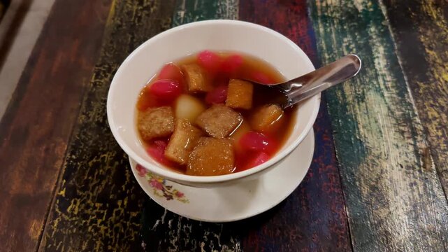 Delicious Thai Dessert - Tub Tim Krob in Coconut Milk.