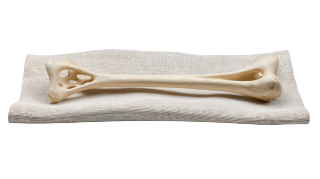 A clean, realistic dog bone placed on a beige cloth. or transparent background
