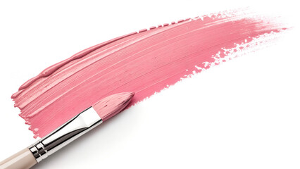 pink paint brush stroke smear isolated on white or transparent png	
