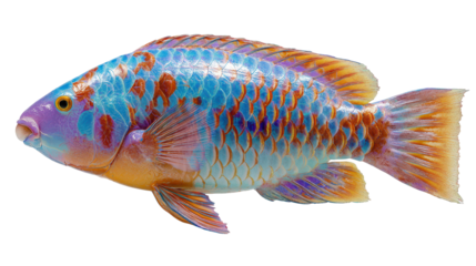 A vibrant and colorful tropical fish swimming gracefully. or transparent background