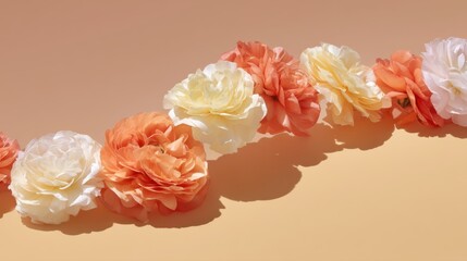 Peach ranunculus flowers: elegant floral arrangement in soft, warm colors.