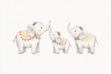 Cute watercolor elephants illustration. Perfect for baby room decor!