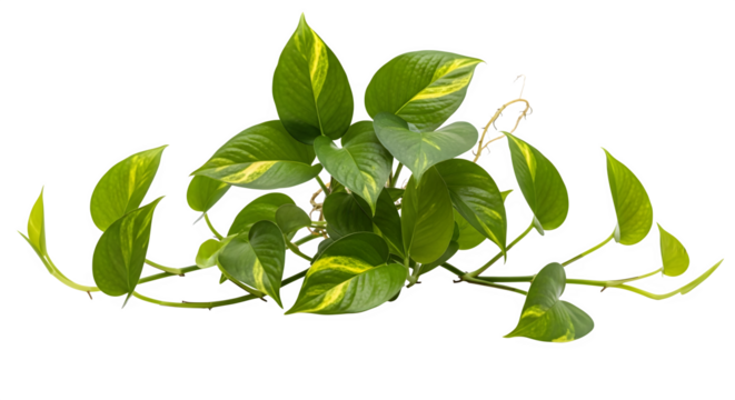 Green pothos plant with variegated leaves