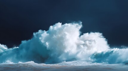 Powerful ocean wave crashes with force during a sea storm.