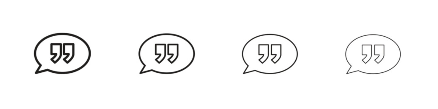 Comment quote icon set. editable stroke eps 10 vector illustration.