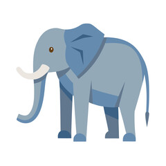 Elephant side view with long tusk gray-blue vector illustration
