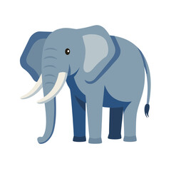 Elephant side view with long tusk gray-blue vector illustration