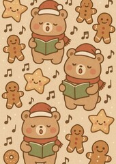 Obraz premium Cute festive bear wallpaper