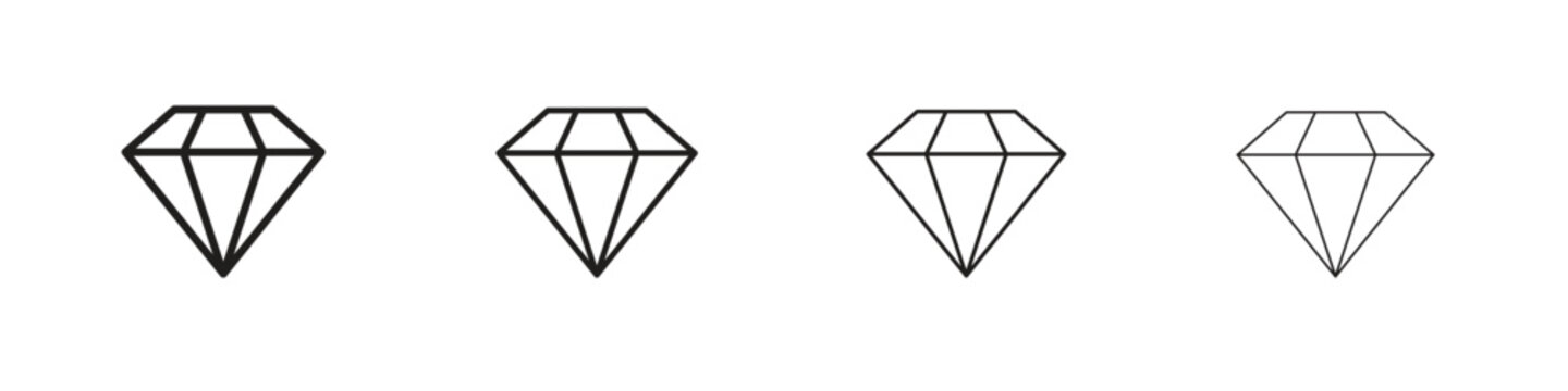 Diamond icon set. editable stroke eps 10 vector illustration.