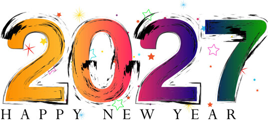 Vibrant artistic 2027 happy new year celebration graphic design element