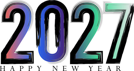 Vibrant Brushstroke 2027 Happy New Year Celebration Graphic Design