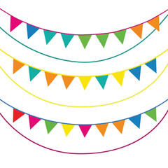Colorful Party Bunting Strands &ndash; Festive Garland Decoration Vector Illustration on White Background