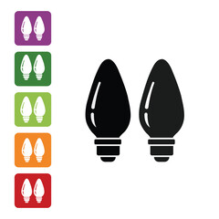 Christmas Lights Icon Set on Colorful Circle Buttons – Flat Design Holiday Illustration