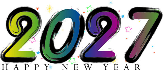 Vibrant Brushstroke 2027 Happy New Year Celebration Festive Design