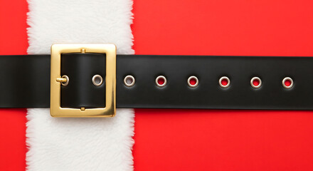 Festive Santa Claus costume belt with plush trim and golden buckle, perfect for holiday promotions and winter celebrations