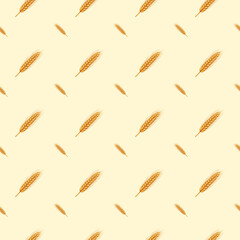 Golden Wheat Ear Seamless Pattern - Detailed Grain Texture Background for Bakery and Harvest Theme