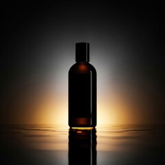 Luxury Skincare Bottle in Golden Shadow Environment
