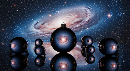 Christmas Ornaments with Galaxy Reflections