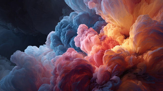 An artistic rendering of swirling clouds in vivid colors. The image captures the dynamic and ethereal nature of clouds.  - Powered by Adobe