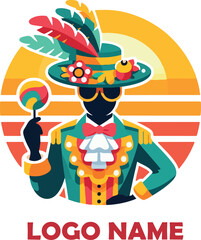 Carnival of barranquilla clipart logo icon vector white background .