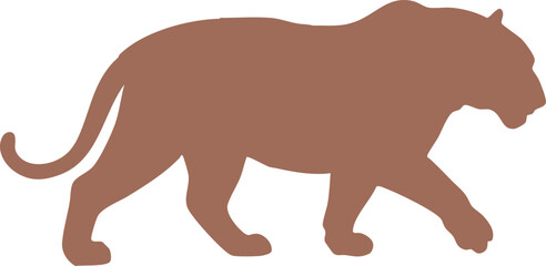 Panther silhouette walking on white background simple brown vector illustration design 