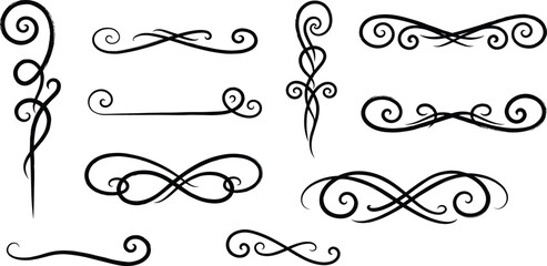 Obraz premium Elegant Flourishes and Decorative Swirls for Design and Art Projects