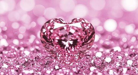 Large Pink Heart- Shaped Diamond Surrounded by Smaller Diamonds