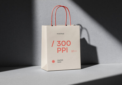 Paper Bag Mockup &ndash; Realistic Branding Scene with Natural Shadow