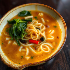 Un dleicioso plato de fideso con espinacas huisadas