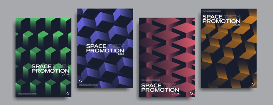 Minimalist posters set with gradient geometric patterns. 
