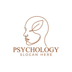 Psychology logo with tree in head brain tree logo design mental health, mind and awareness vector concept psychologist logo