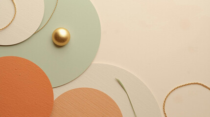 Abstract geometric shapes with a golden orb accent