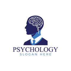 Psychology logo with tree in head brain tree logo design mental health, mind and awareness vector concept psychologist logo