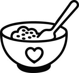 illustration of a bowl with a spoon