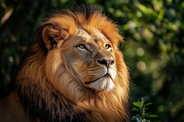 Lion looking majestic in the wild
