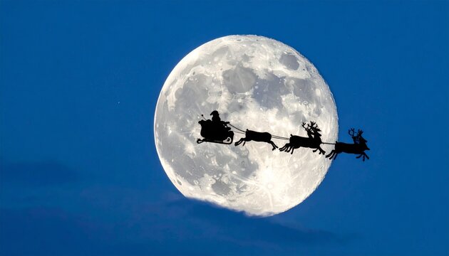 Full moon close-up in clear blue night sky - Powered by Adobe