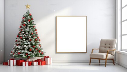 Christmas frame mockup, Interior mockup