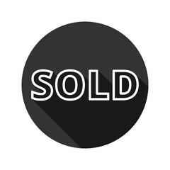 Sold with long shadow icon isolated on transparent background