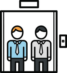 Two businessmen standing inside a modern elevator ready to ascend or descend to their next destination