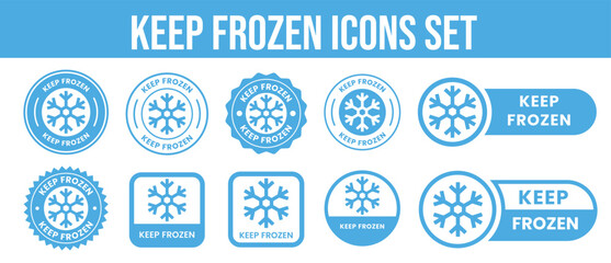 Keep Frozen Icon Set, Cold Storage Symbols Collection, Frozen Food Handling and Temperature Warning Icons Vector Illustration