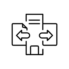 Process management concept with arrows and document symbolizing flow  