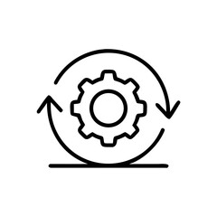 Gear icon with circular arrows representing concept of process management  