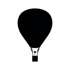 Simple Monochrome Black Silhouette Icon of a Hot Air Balloon with Basket