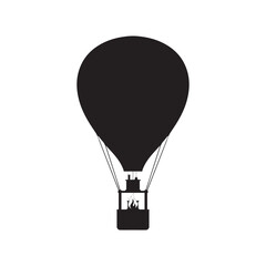 Simple Monochrome Black Silhouette Icon of a Hot Air Balloon with Basket