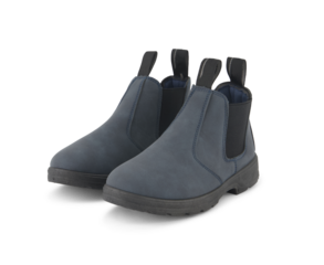 Blue suede ankle boots with elastic side panels